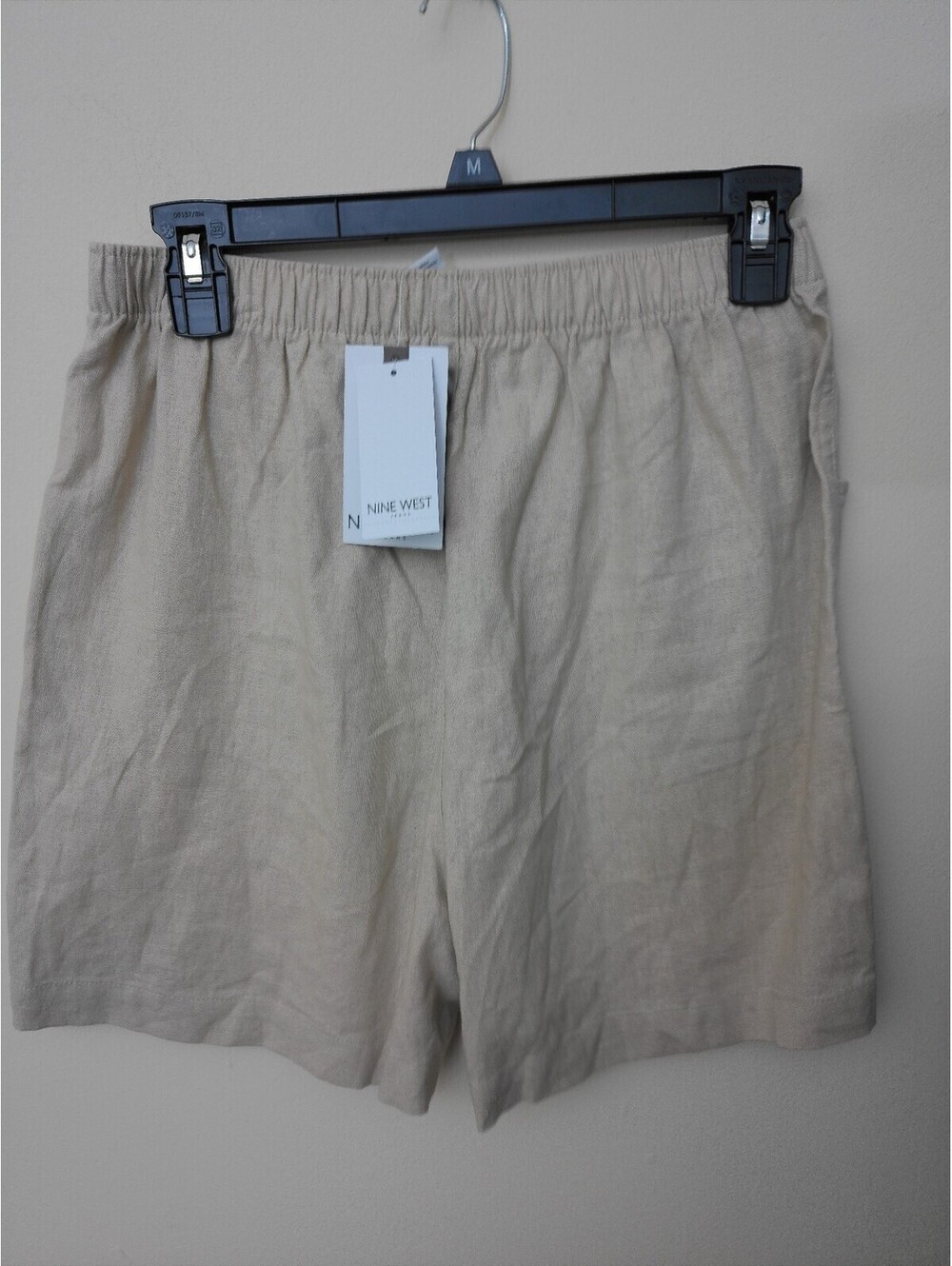 Nine West Shorts Womens Beige Size S Linen Blend Elastic Waist Pull On NWT